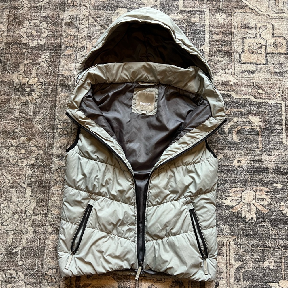 Bench Light Gray Puffer Vest with Hood